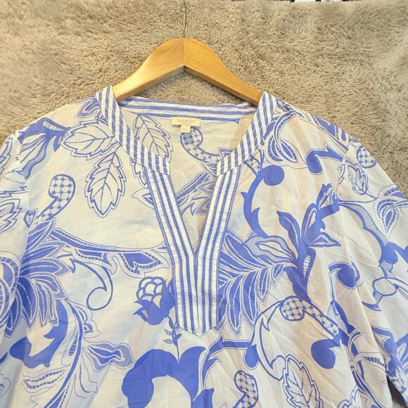 Talbots Blue White Popover Tunic Beach Coverup Lightweight Cotton Voile XLP - Picture 3 of 11